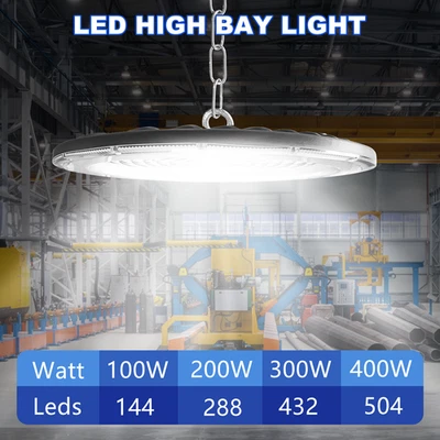 100W-400W UFO LED Hallenbeleuchtung Industrielampe High bay Hallenstrahler IP65 - Bild 1 von 4