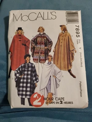 7895 Vintage McCall's Sewing Pattern Misses 90s Front Buttoned Cape Poncho FF  - Image 1 of 4