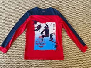 Cat and Jack Boys XL (16) Long Sleeve Graphic T Shirt Snowboarder EUC Red Blue - Picture 1 of 2