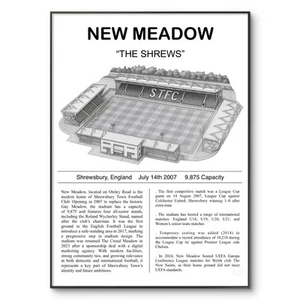 Shrewsbury Town Poster, Shrewsbury Town Football, New Meadow Stadium Poster - Picture 1 of 4