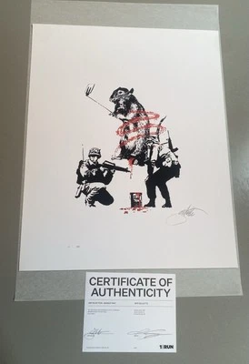 Arte en Acción Blek Le Rat x Jeff Gillette PP PRUEBA DE IMPRESORA Arte Impresión Firmado a Mano Foto 1 de 4