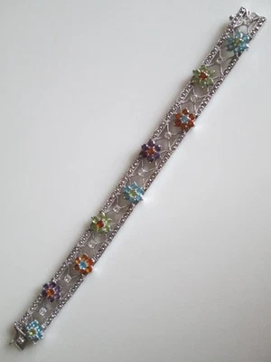 STERLING SILVER MULTI GEMSTONE BRACELET 7 INCH - Image 1 of 4