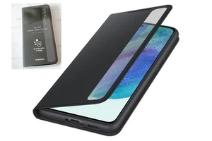 Genuine SAMSUNG GALAXY S21 FE 5G Clear View Cover Smart Case Antimicrobial Black - Zdjęcie 1 z 11