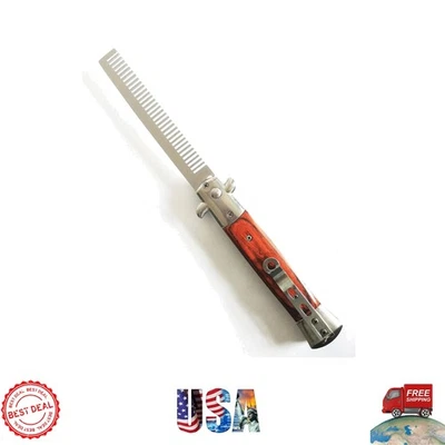 Elegante Pente de Lâmina de Alça de Pérola Preta - Aço Inoxidável Essencial para Higiene - Imagem 1 de 4