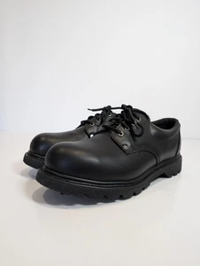 CAT Caterpillar P9430 Black Leather Steel Top Cap Safety Shoes Men UK 9 Wide Fit - Picture 1 of 13
