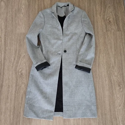 Abrigo Chaqueta Allsaints Gris Gris Pata de Gallo Puño Botón Largo Mujer Talla 0 Lana Foto 1 de 4
