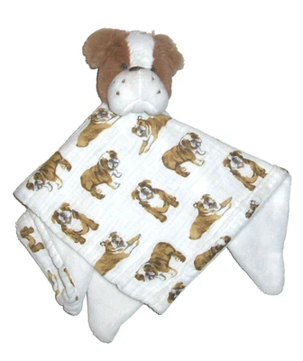 Mud Pie Bulldog Bull Cachorro Perro Muselina Bebé Manta Seguridad Lovey Foto 1 de 3