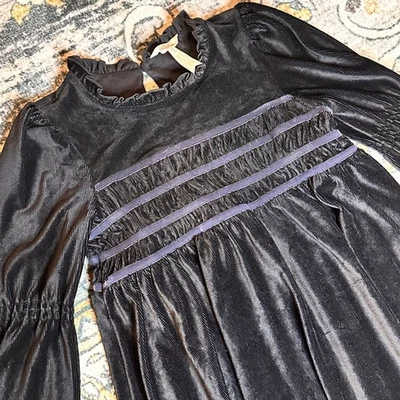 Matilda Jane "Bonnie" Black Velvet Party Dress Girls 10 Ruffle Neck - Image 1 of 4