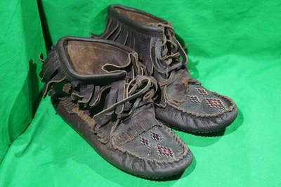 Manitobah Mukluks Mujer 9 Marrón Cuero Flecos Mocasín Botines Foto 1 de 4