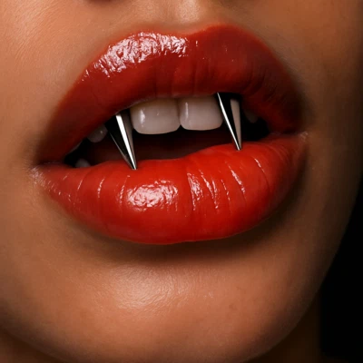 Picos de frenillo piercing de colmillo de vampiro 16 g (1,2 mm) joyería de acero quirúrgico - Imagen 1 de 4