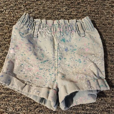 Toddler Girls Size 4 Jean Shorts Multicolored Paint Splatter Pattern Vintage  - Image 1 of 4