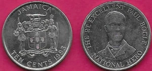 JAMAICA 10 CENTAVOS 1993 SIN CIRCULAR PAUL BOGLE HÉROE NACIONAL, BUSTO FRENTE, ISABEL II, Obve - Imagen 1 de 1