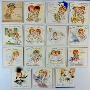 *B* Vintage 1940’s Lot 15 The Hot’N’Tots Cards Unused Birthday Get Well Babies - Picture 1 of 17