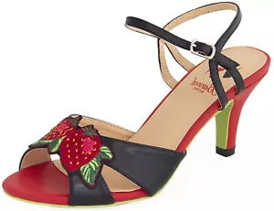 Banned "FRAGOLA STRAWBERRY" tiras fresas sandalias años 50 Pumps Rockabilly - Imagen 1 de 4