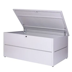 B-Ware Gartentruhe MCW-J56 Aufbewahrungsbox Wasserdicht Edelstahl 692l hellgrau - Bild 1 von 7