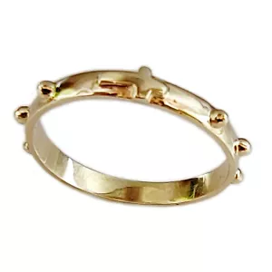 Anello Rosario in Oro Giallo Fedina Uomo Donna Gioiello Religioso Preghiera - Foto 1 di 14
