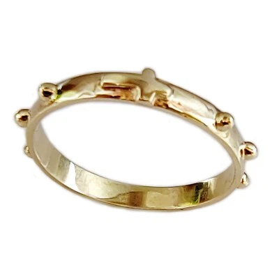 Bague Rosario En Or Jaune Alliance Homme Femme Bijou Religieux Prière - Photo 1/4