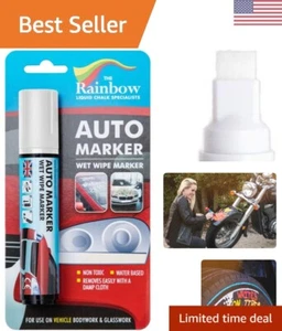 White Car Window Paint Pen - Rain Resistant, Jumbo Tip - All Non-Porous Surfaces - Picture 1 of 11