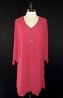 NEW JM COLLECTION Size XL Shift Dress Red Necklace 3/4 Sleeve