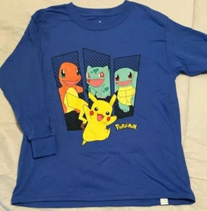 Pokemon Pikachu Shirt Jungen Small 6/7 Large 14/16 Charmander Bulbasaur Squirtle - Bild 1 von 1