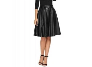 Womens Genuine Lambskin Skirt - Pure Real Leather Classic Flare Long Black Skirt - Picture 1 of 6