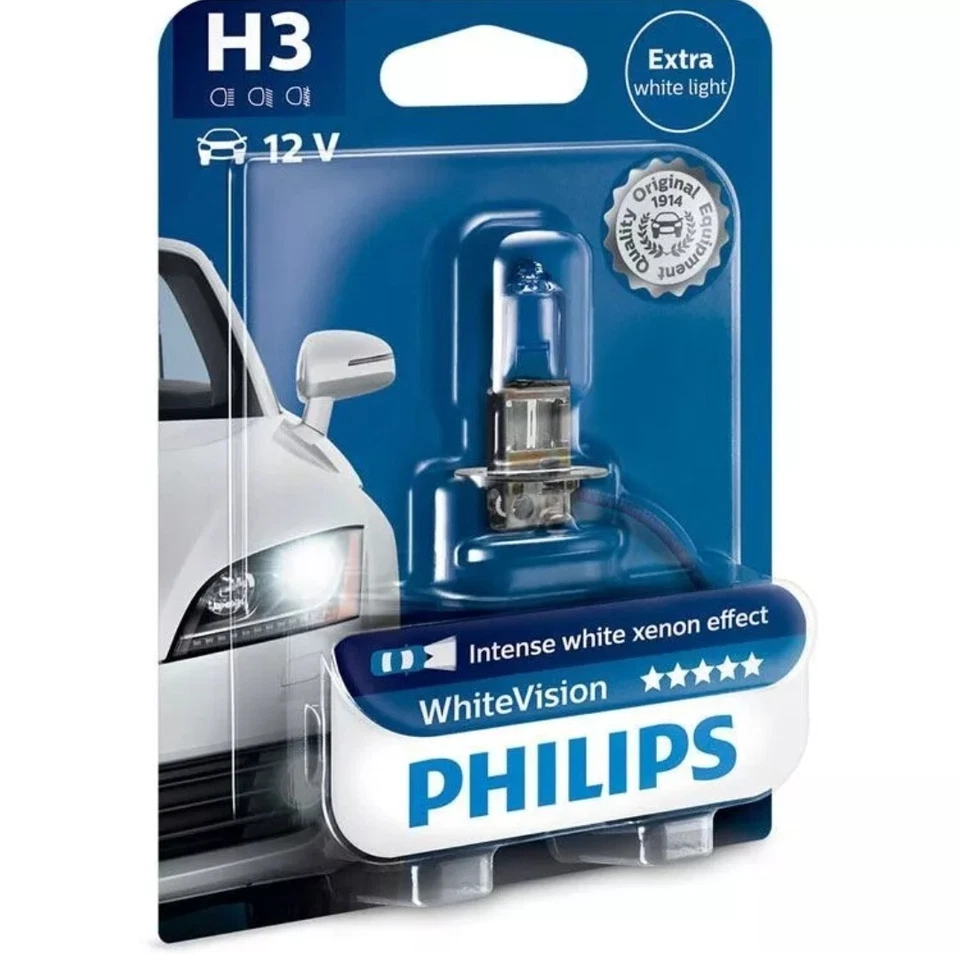 Philips WhiteVision H3 Car Headlight Bulb 12336WHVB1 (Single) - Image 1 of 1