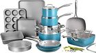 Gotham Steel 20 Piece Nonstick Pots and Pans, Kitchen Cookware Set, Aqua Blue