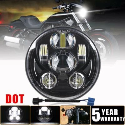 Faro LED 5-3/4 5,75 pulgadas negro apto para Harley Sportster XL 883 1200 Dyna Foto 1 de 4