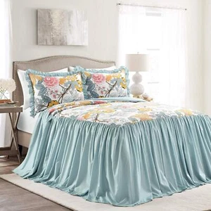 Sydney Bedspread Set Charming & Colorful Floral Leaf Design 3 Piece Elegant Ruff - Picture 1 of 8