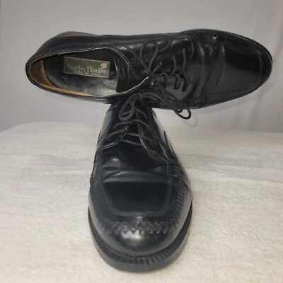EUC Men's Sz 9.5 M Stanley Blacker Black Leather Dress Shoes Handmade Italy - Image 1 of 4