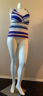 Tankini Catalina Azul Blanco Amarillo Rojo Rayas Lunares Talla 16W Foto 1 de 3