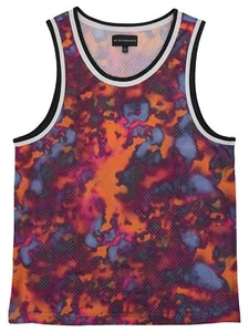 No Boundaries Mens Orange Purple Tie-Dye Mesh Tank Top - Picture 1 of 2