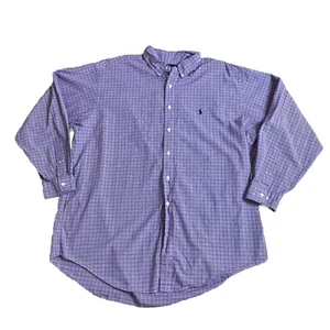 Ralph Lauren Hemd Herren 17,5 Knopfleiste Lila Yarmouth Karo Preppy Langarm - Bild 1 von 8