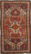 Hand Knotted Tribal Caucasia Kazak Rust Wool Oriental Nomadic Area Rug 4.4 x 7.8