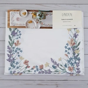 Corredor de mesa de calle Linden 14x72 Miriam flores florales algodón - Imagen 1 de 3