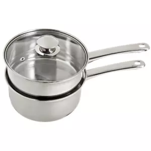 Double Boiler Pot 2.5 Qt. Stainless Steel Sauce Pan Cookware 3-Piece With Lid - Picture 1 of 3