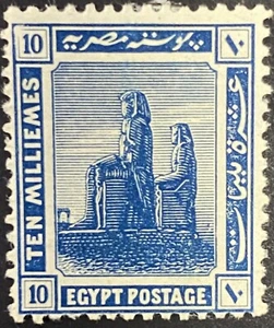 1914 SC#55 Egypt 'Colossi of Thebes' Dark Blue 10 Milliemes Stamp, Fine MH - Picture 1 of 2