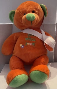 "Pan de azúcar naranja Get Well Soon oso en un cabestrillo con etiqueta de 16"" de alto" - Imagen 1 de 6