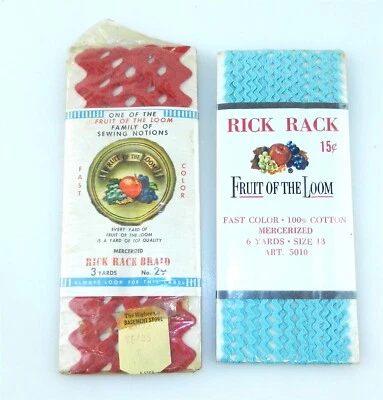 De colección Fruit of the Loom Ric-Rac Trim 2 paquetes algodón (1) rojo (1) azul T15b Foto 1 de 4