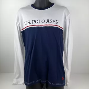 U.S. Polo Assn. Long Sleeved T-Shirt Mens M White/Navy Blue 55/73 - Picture 1 of 7