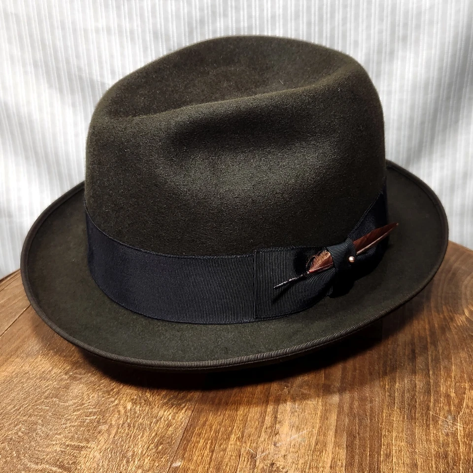Vintage ROYAL STETSON Fedora Hat - Black-Walnut Brown Fur Finish ~ 7 - Image 1 of 4