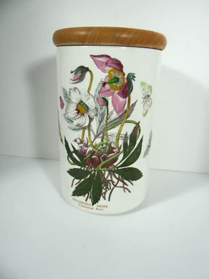 Jardín Botánico Portmeirion Bote Tarro de Almacenamiento Tapa de Madera Rosa de Navidad Foto 1 de 4