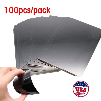 100pcs Black Metal Business Cards Aluminum Sheet Metal Tags for Laser Engraving - Image 1 of 4