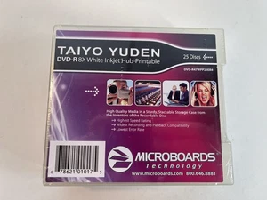 Nuevo Sellado TAIYO YUDEN DVD-R 8x Blanco Inyección de Tinta-Imprimible 25 Discos - Imagen 1 de 8
