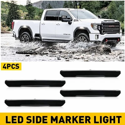4X For 2020-2023 GMC Sierra 3500HD 2500 LED Front Rear Side Marker Lights Smoked — 第 1/4 张图片