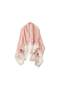 Seda Lana Floral Moda Bufanda Chal Envoltura Ligero Transparente Mujeres, Bordado - Imagen 1 de 9