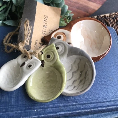 Owl Measuring Spoons Nesting Cottagecore Boho Earthy Kitchen Decor World Market - Image 1 of 4
