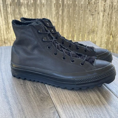 Converse Chuck Taylor All Star Shoes Womens Size 10 Leather Faux Fur Winter Warm - Image 1 of 4