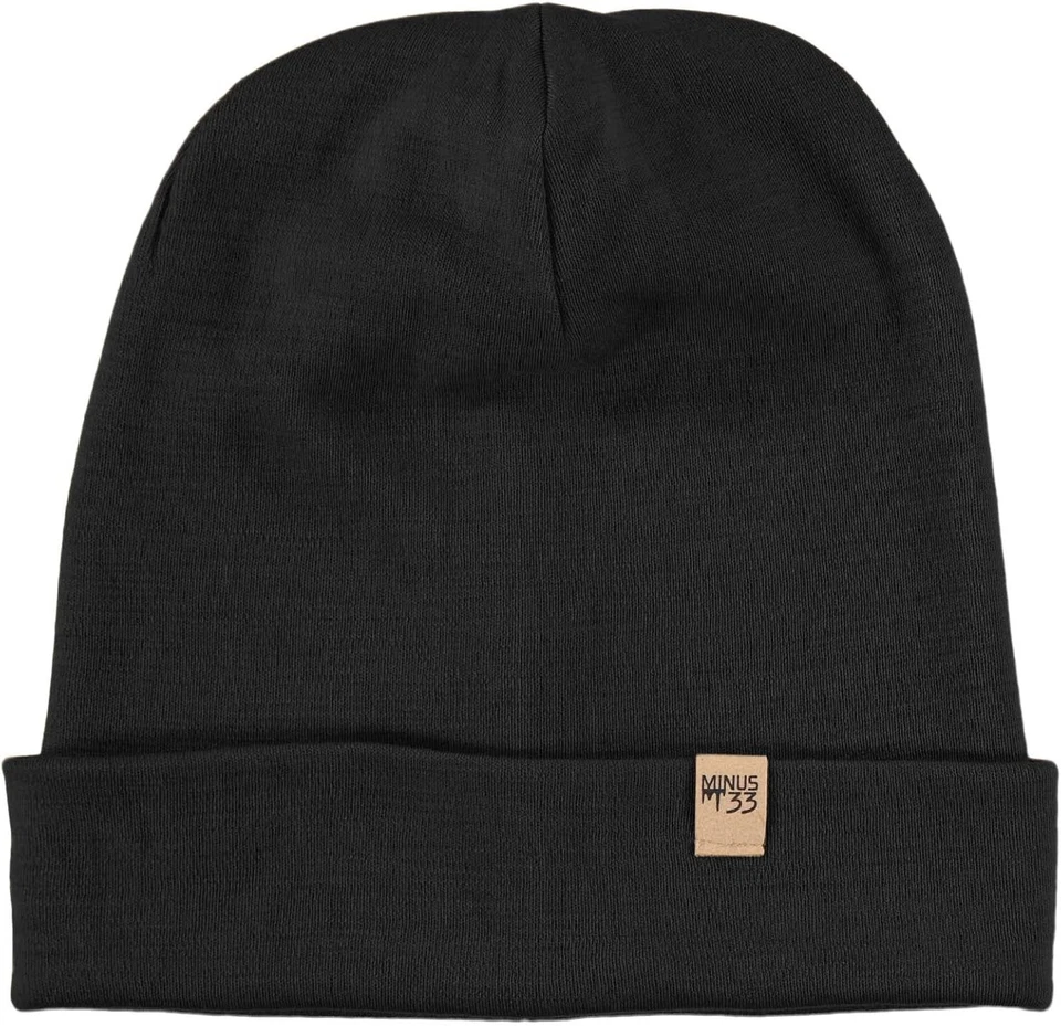 Gorro con puño 100 % lana merino - cálido sombrero de invierno talla única para hombre y mujer, negro  Foto 1 de 4