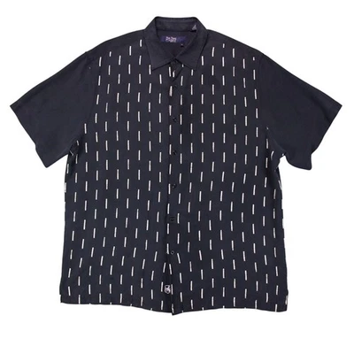 Nat Nast Mens XL Black 100% Silk Bowling Gold Embroidery Pattern Bowling Shirt - Image 1 of 4